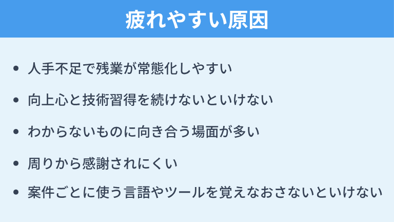 エンジニアが疲れやすい原因