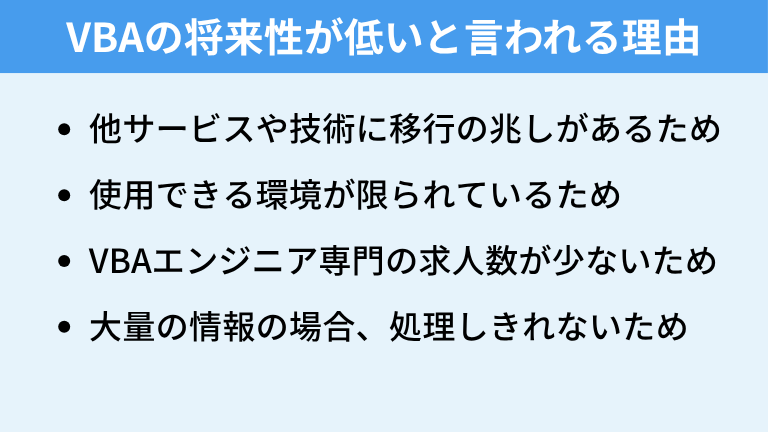 VBAの将来性が低いといわれる理由