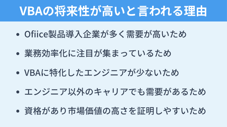 VBAの将来性が高いといわれる理由